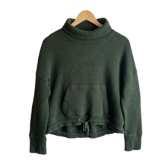 Sweaty Betty Heath Green Restful Boucle Kangaroo-Pocket Cowl Neck Sweatshirt - Picture 4 of 12